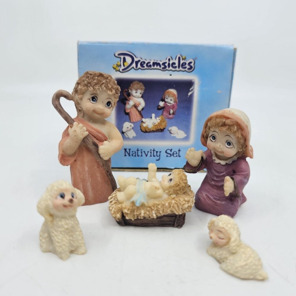 Vintage Dreamsicles Nativity Scene Christmas Set 5-PC Miniature Ornaments 2005